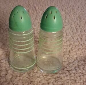 Green and Clear Salt and Pepper Shakers